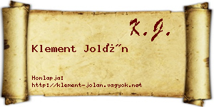 Klement Jolán névjegykártya