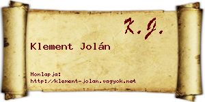 Klement Jolán névjegykártya